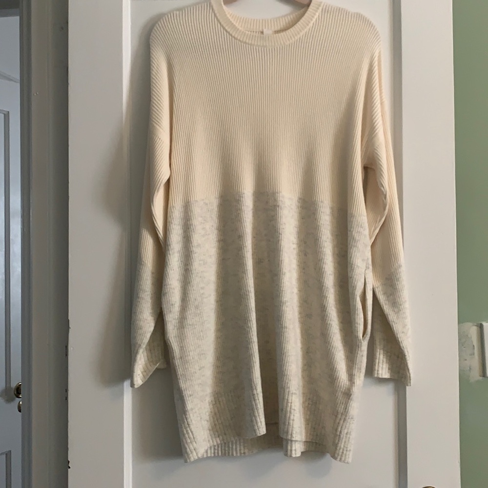 Cream and grey sweater dress